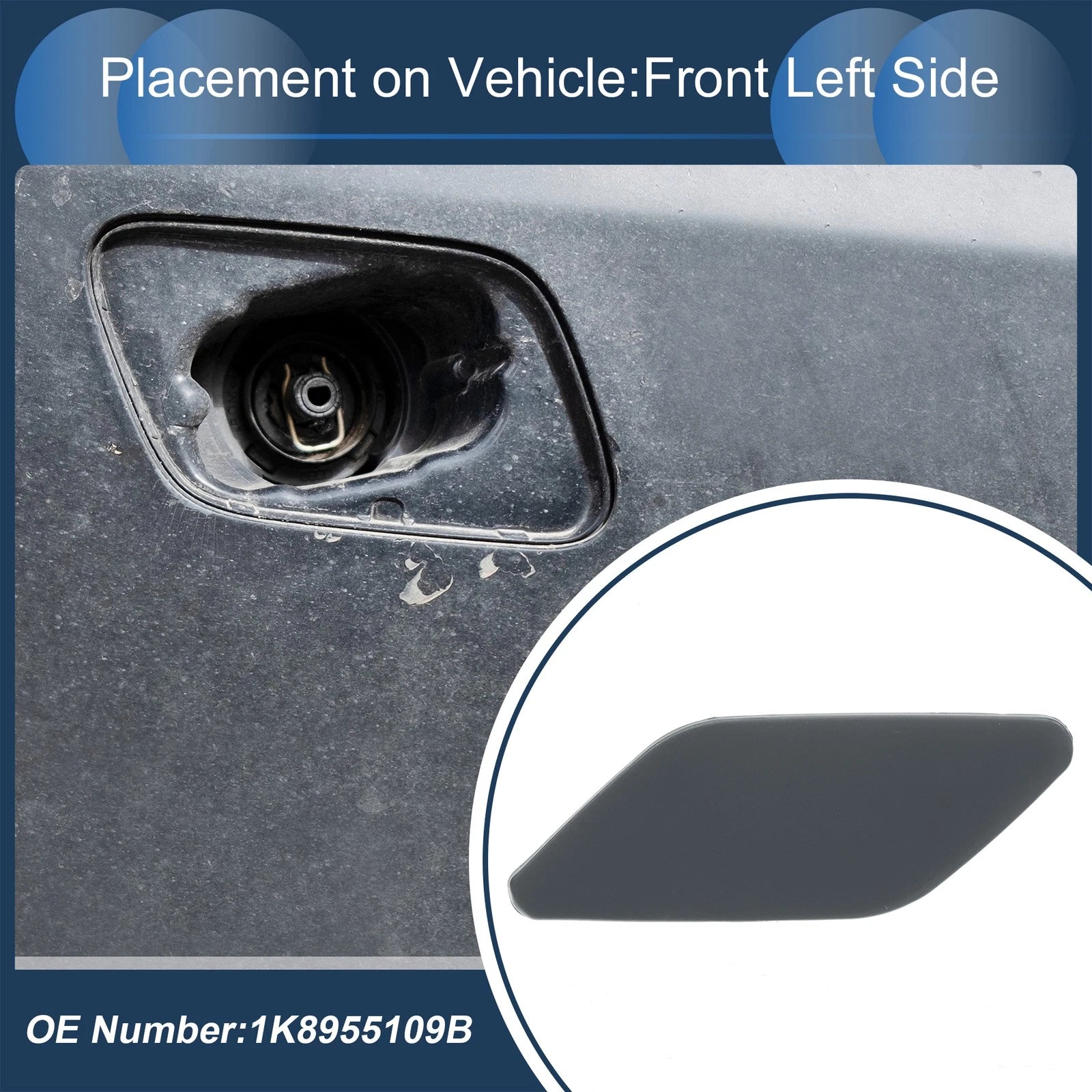Front Left Washer Nozzle Cover Cap for Volkswagen Scirocco (2009–2014)