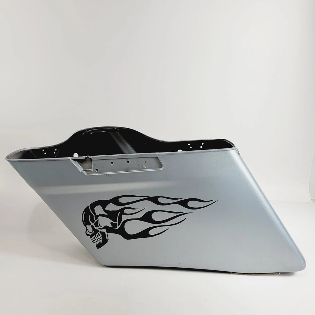 Saddlebags for Harley Touring (2020) - Extended Stretched, Barracuda Silver Denim