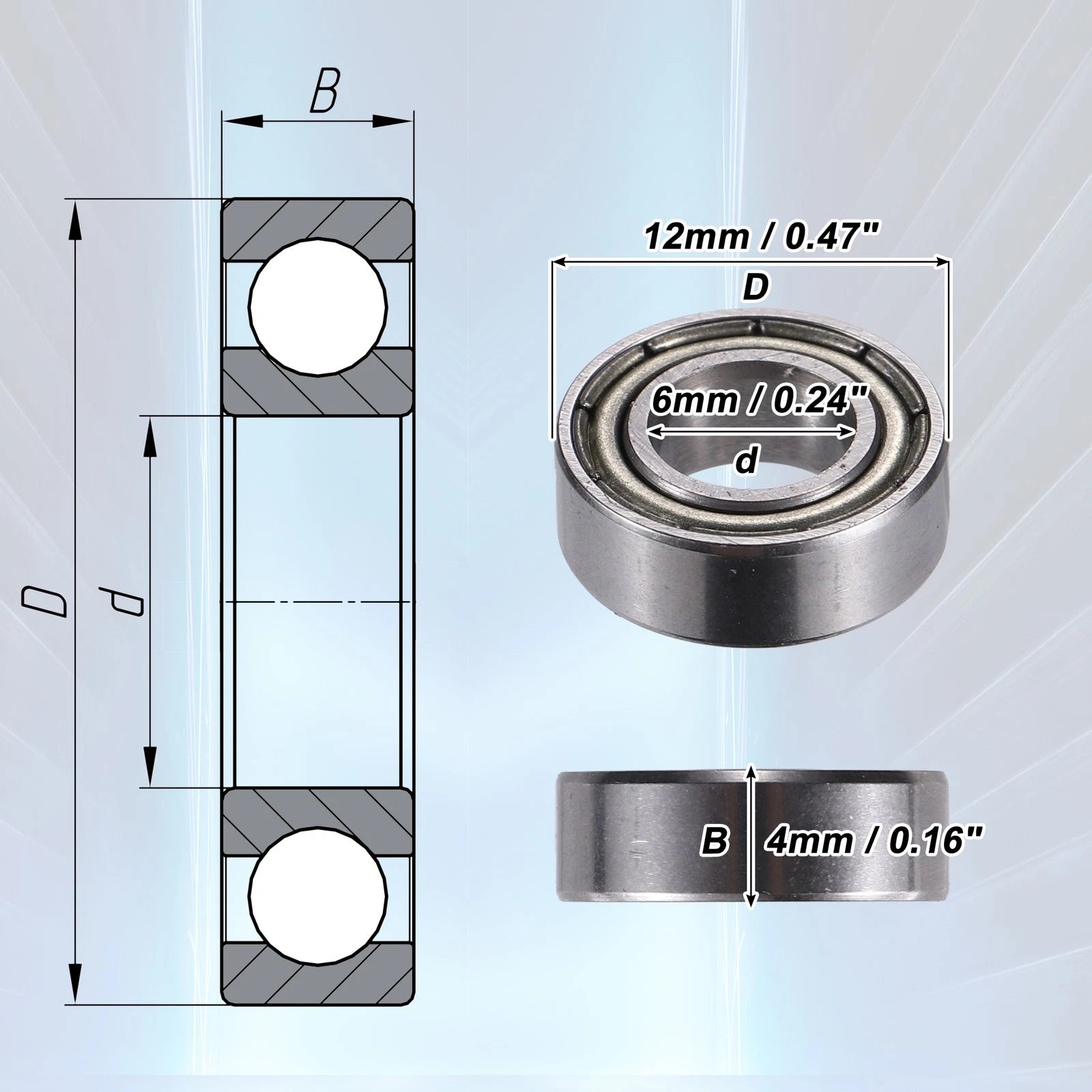 20pcs MR126ZZ Deep Groove Ball Bearings for Various Applications (6x12x4mm)