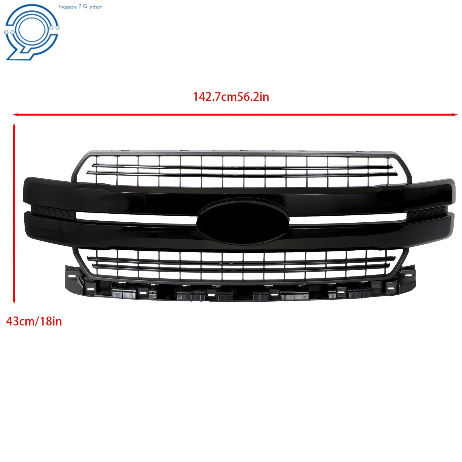 Front Bumper Grille for Ford F150 Lariat (2018–2020) Gloss Black