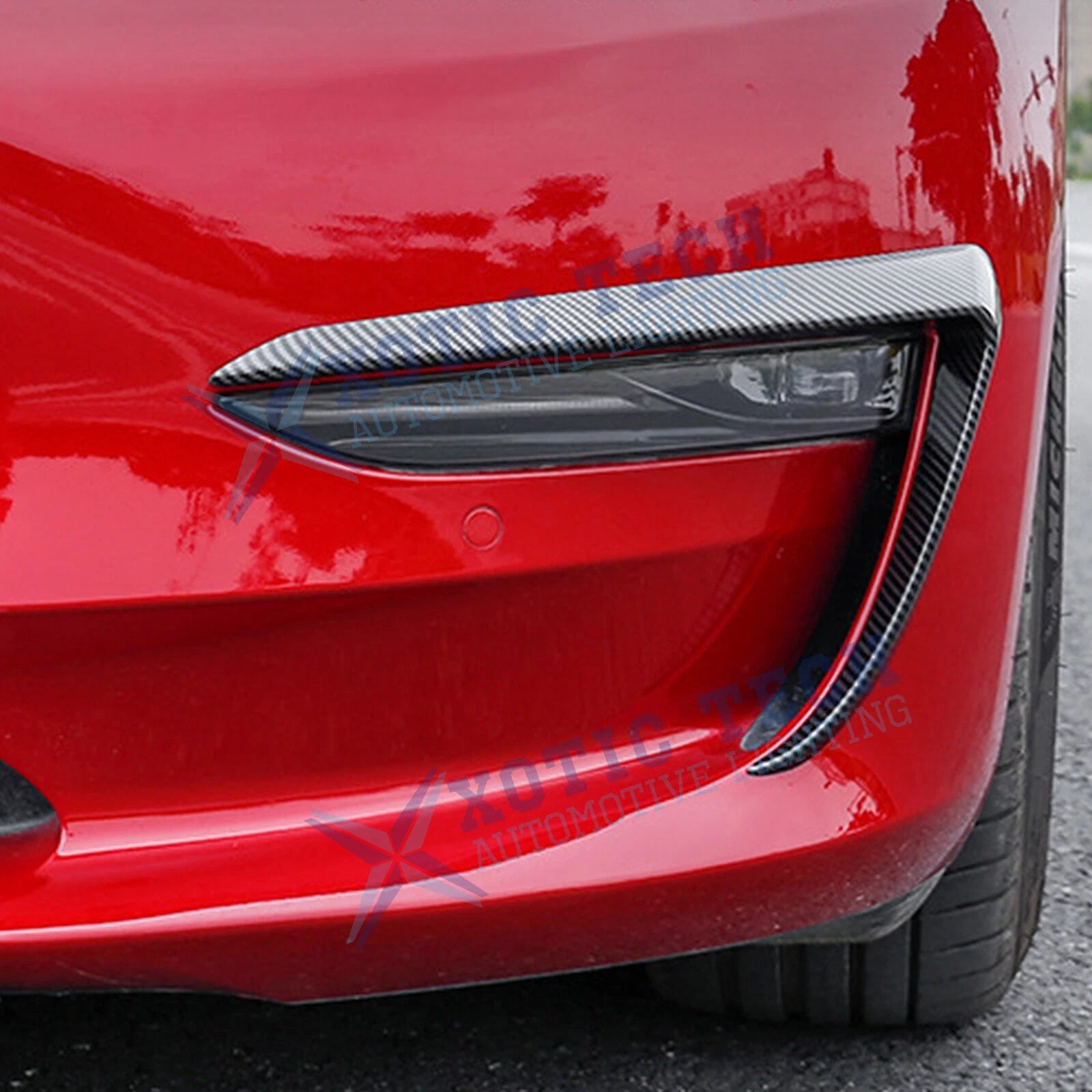 Front Fog Light Eyebrow Decor Carbon Fiber for Tesla Model 3 (2017–2023)