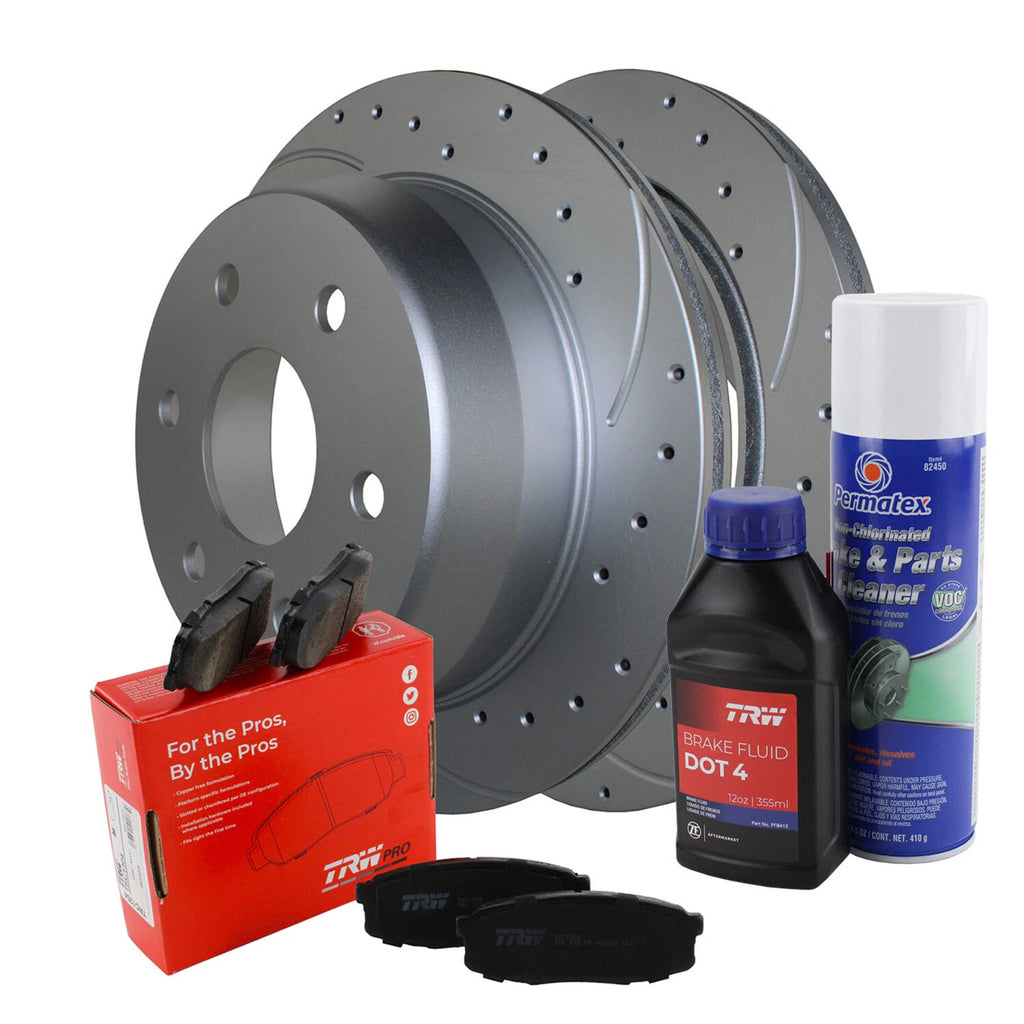 Rear Brake Kit 325mm Drilled Rotors & TRW Ceramic Pads for Silverado Sierra 1500 (2014–2019)