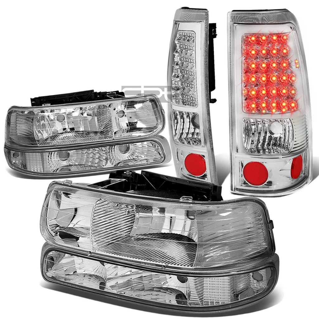 Chrome Headlight + Clear Bumper + LED Brake/Tail Light Kit for Silverado (1999–2002)