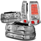 Chrome Headlight + Clear Bumper + LED Brake/Tail Light Kit for Silverado (1999–2002)
