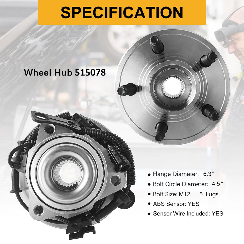 Pair (2) Front Wheel Bearing Hub for Ford Explorer Mercury Mountaineer (2006–2010)