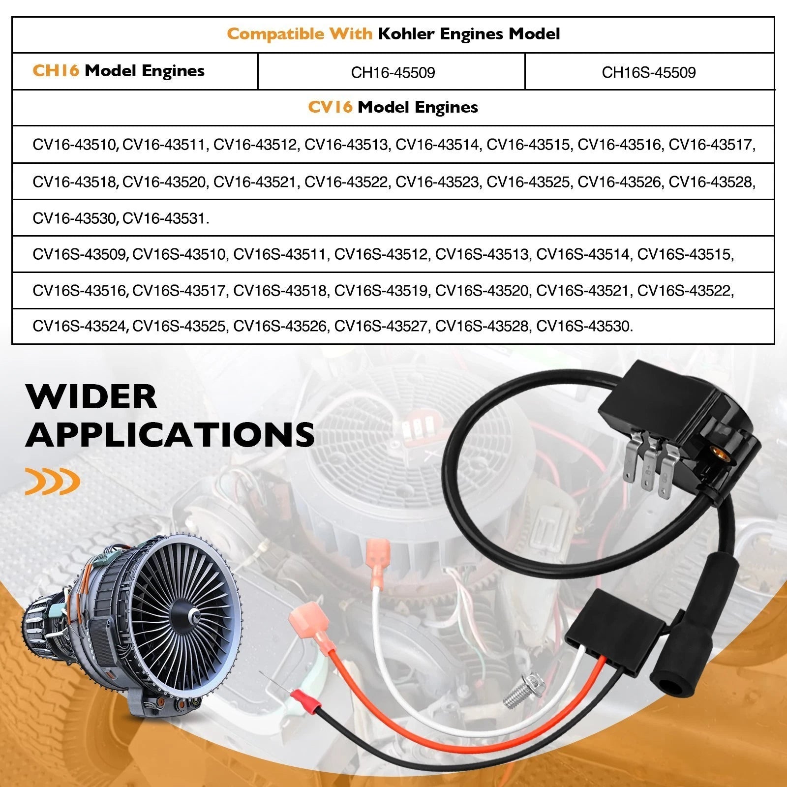 Ignition Coil for Kohler CV16S CH16 CV16 Engines (1990-2023)