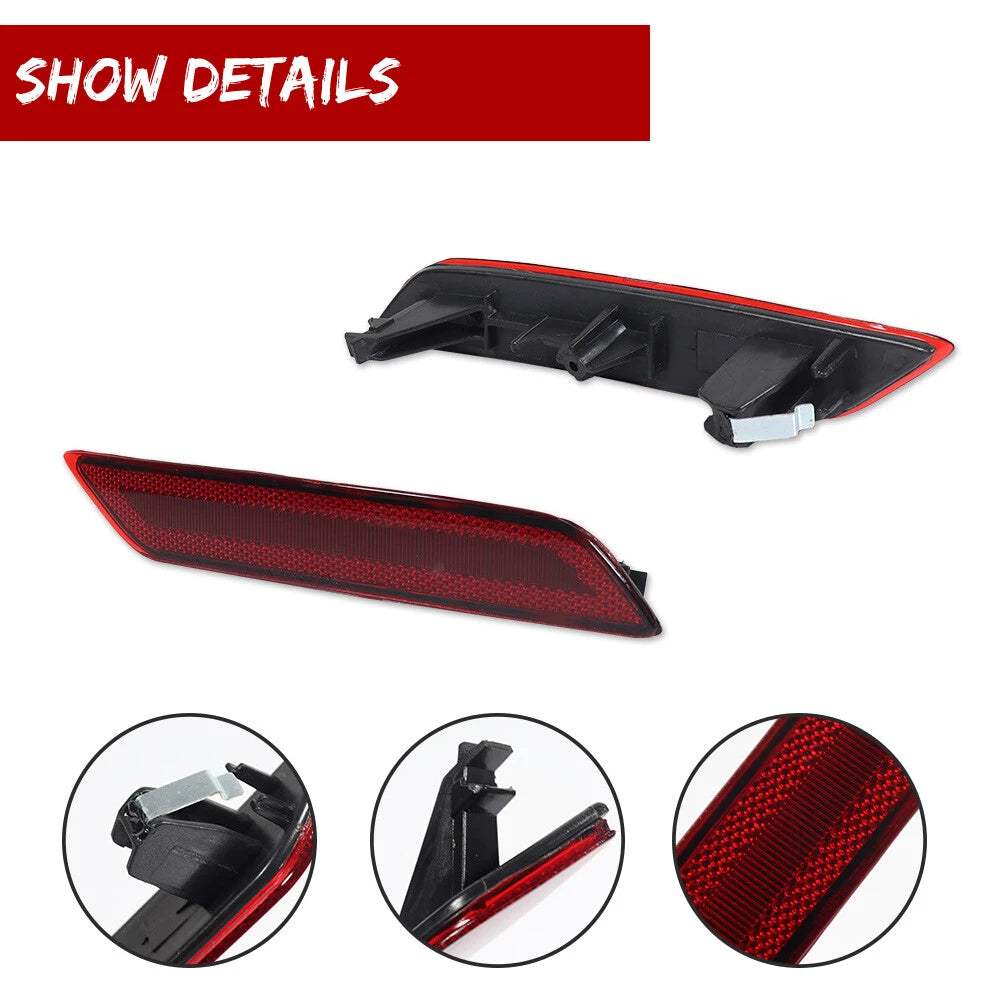 2X Red Lens Rear Bumper Reflector Lights for Honda Civic Sedan (2013–2015)