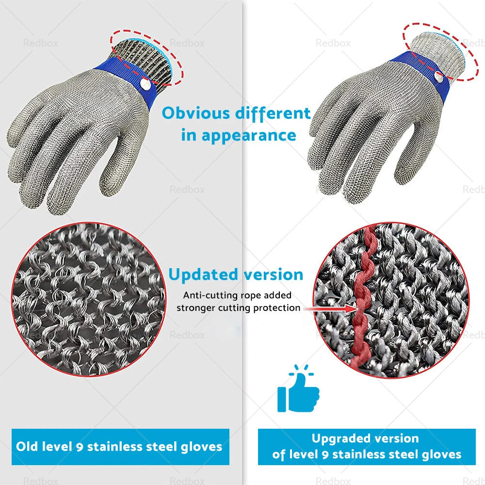 Stainless Steel Cut Proof Stab Resistant Butcher Gloves L XL