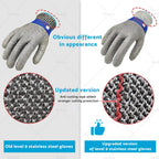 Stainless Steel Cut Proof Stab Resistant Butcher Gloves L XL