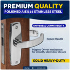 Stainless Steel Magnetic Door Latch Lock Set for 3/4" to 1-1/2" Thick Doors