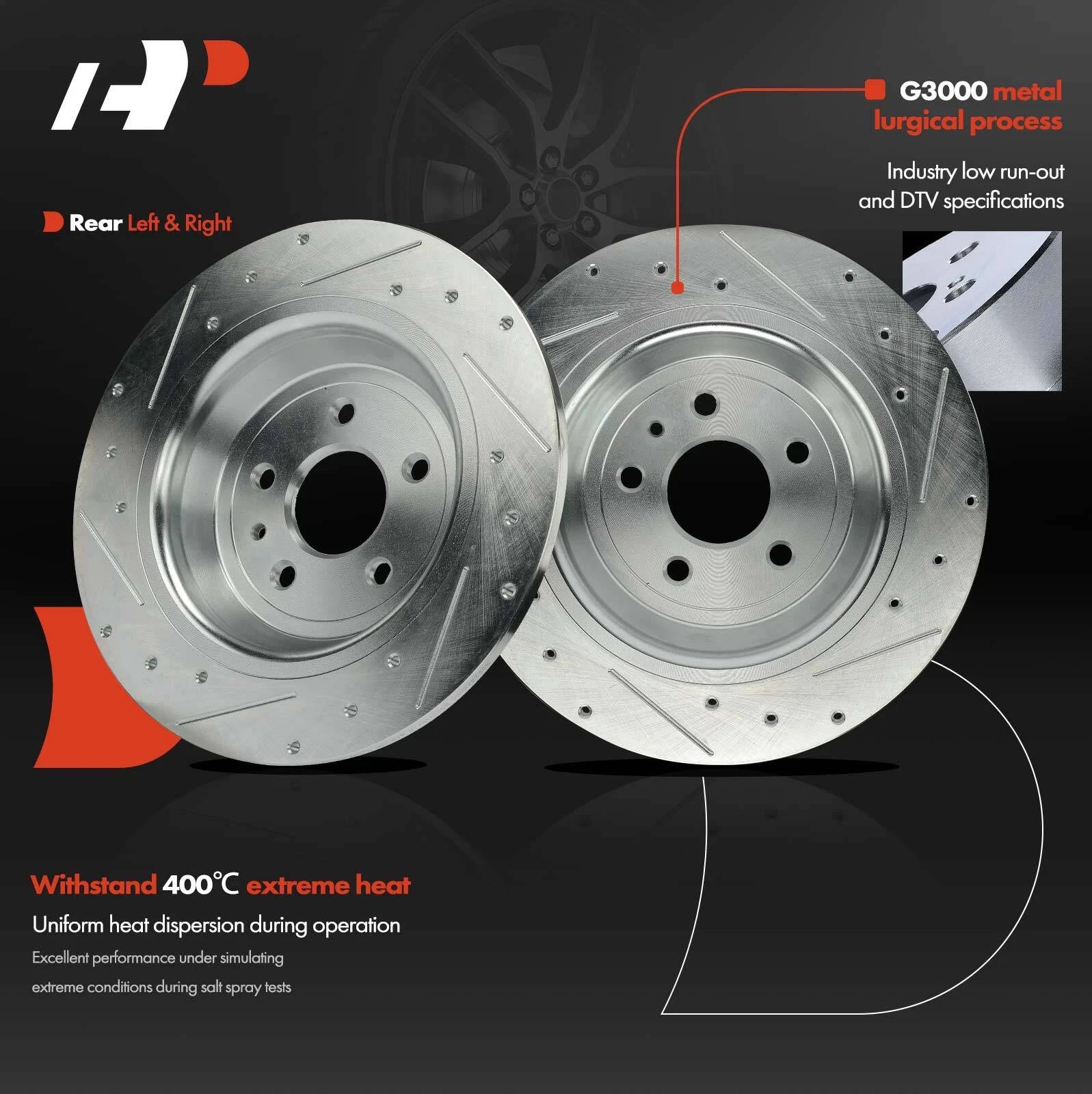 Drilled Brake Rotors for Ford Escape, Fusion, Lincoln MKZ, MKC (2013–2020)