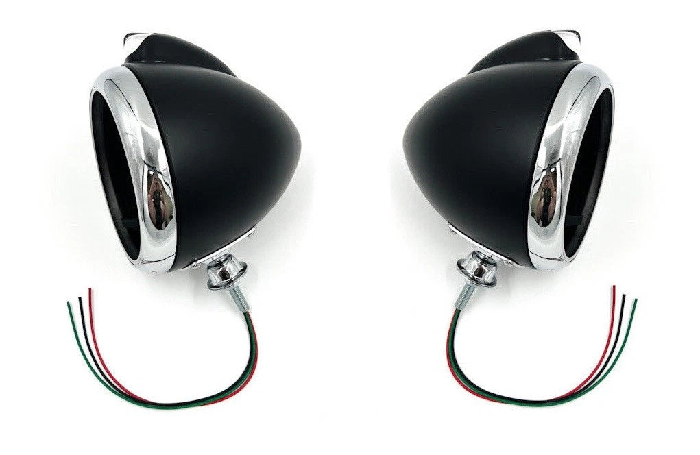 Headlight Buckets w Amber Turn Signal for Pair Black Guide 682-C Style (2000–2006)