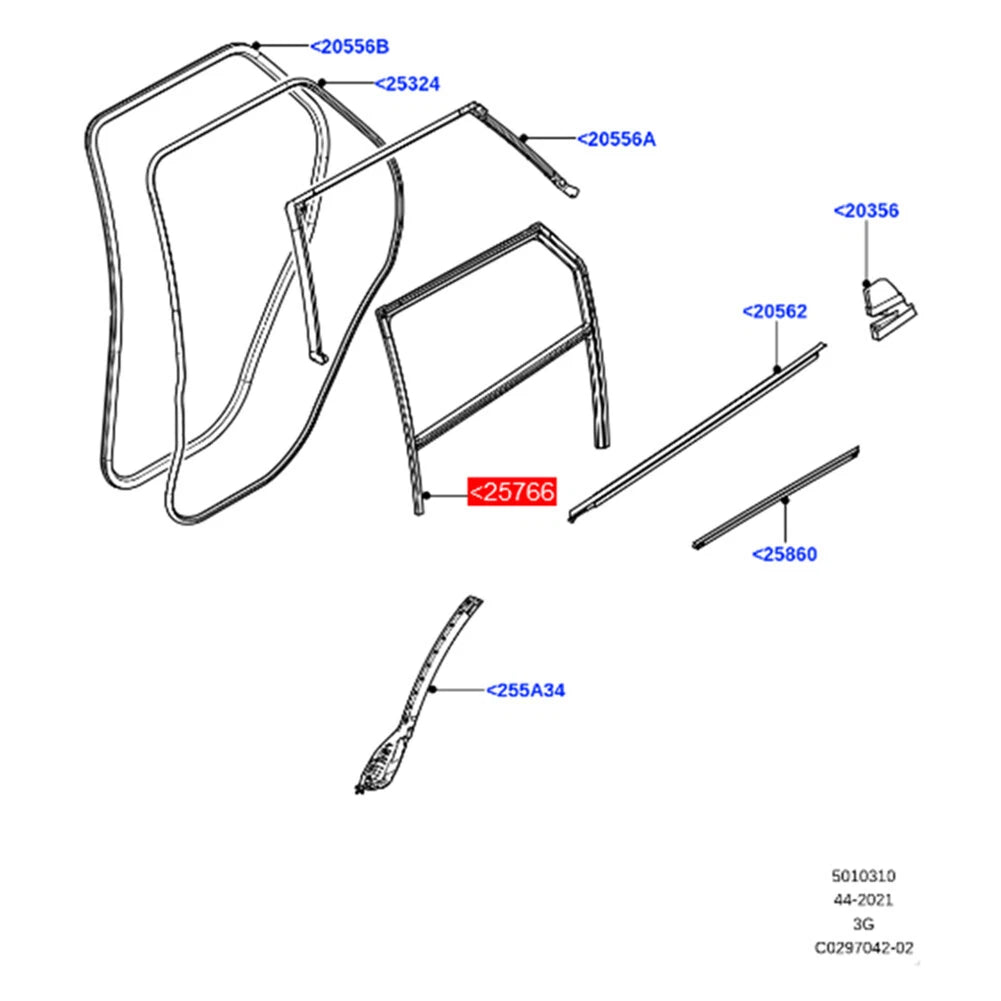 Glass Run Channel for Land Rover Range Rover Evoque (2020–2024)