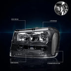 Headlight Set for Chevrolet Trailblazer (2002–2009) - Black Housing, Clear Side Lamps