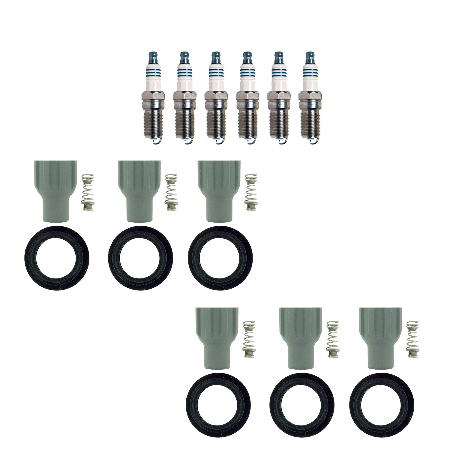 Set of 6 Denso Iridium Spark Plugs & NGK Coil Boots for ATS Canyon Terrain (2013–2019)