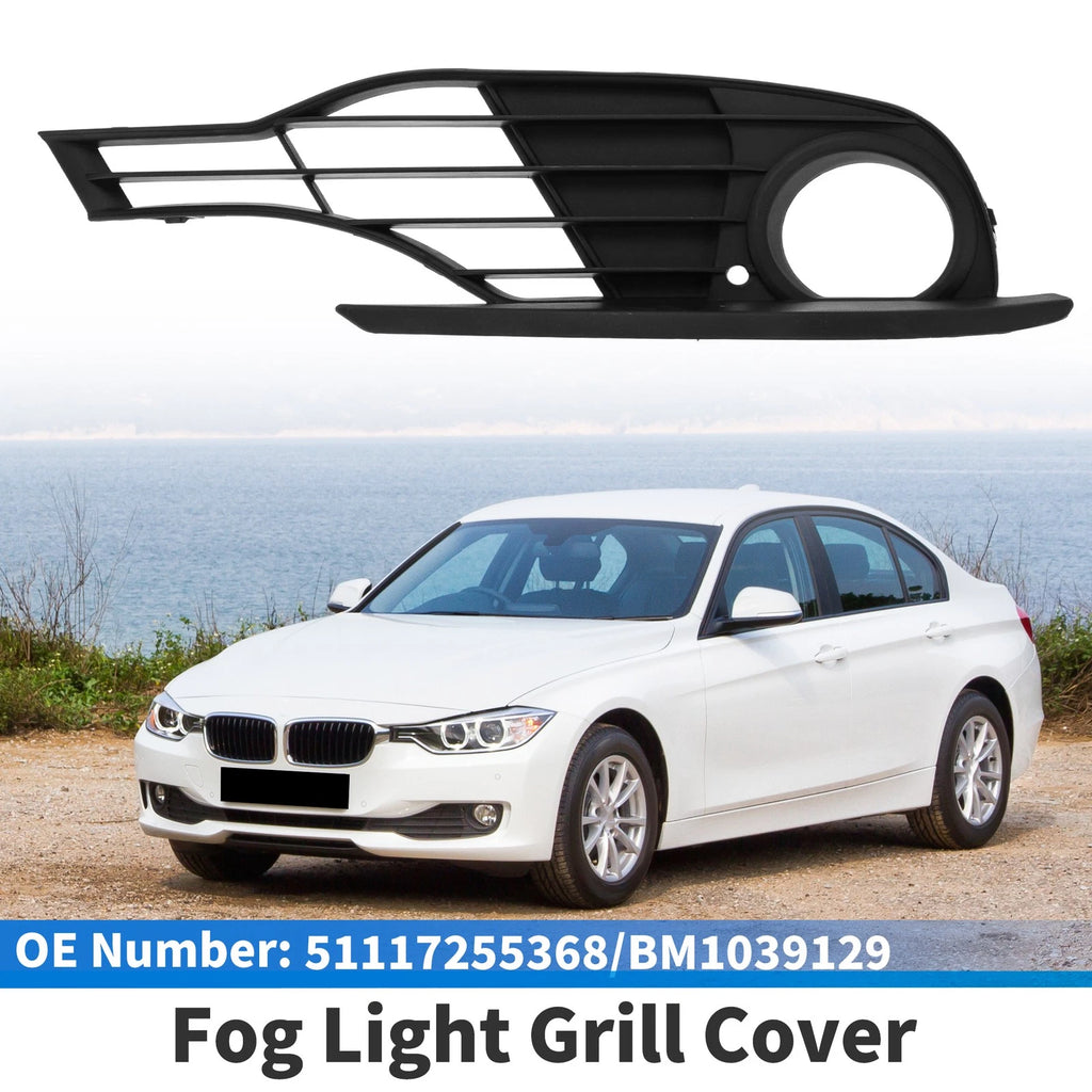 Front Right Fog Light Grill No. 51117255368 for BMW 328i (2012–2015) Black ABS
