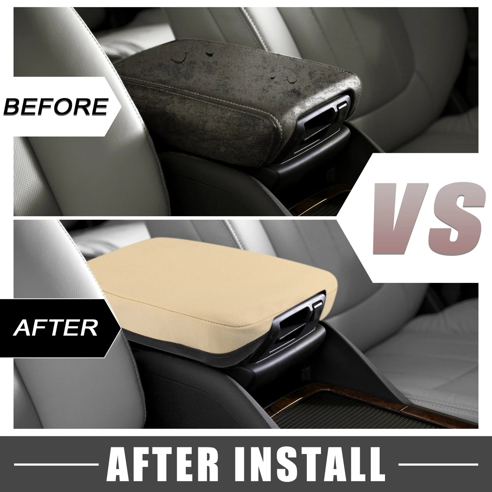 Center Console Armrest Cover for Nissan Sentra (2013–2019) Light Brown