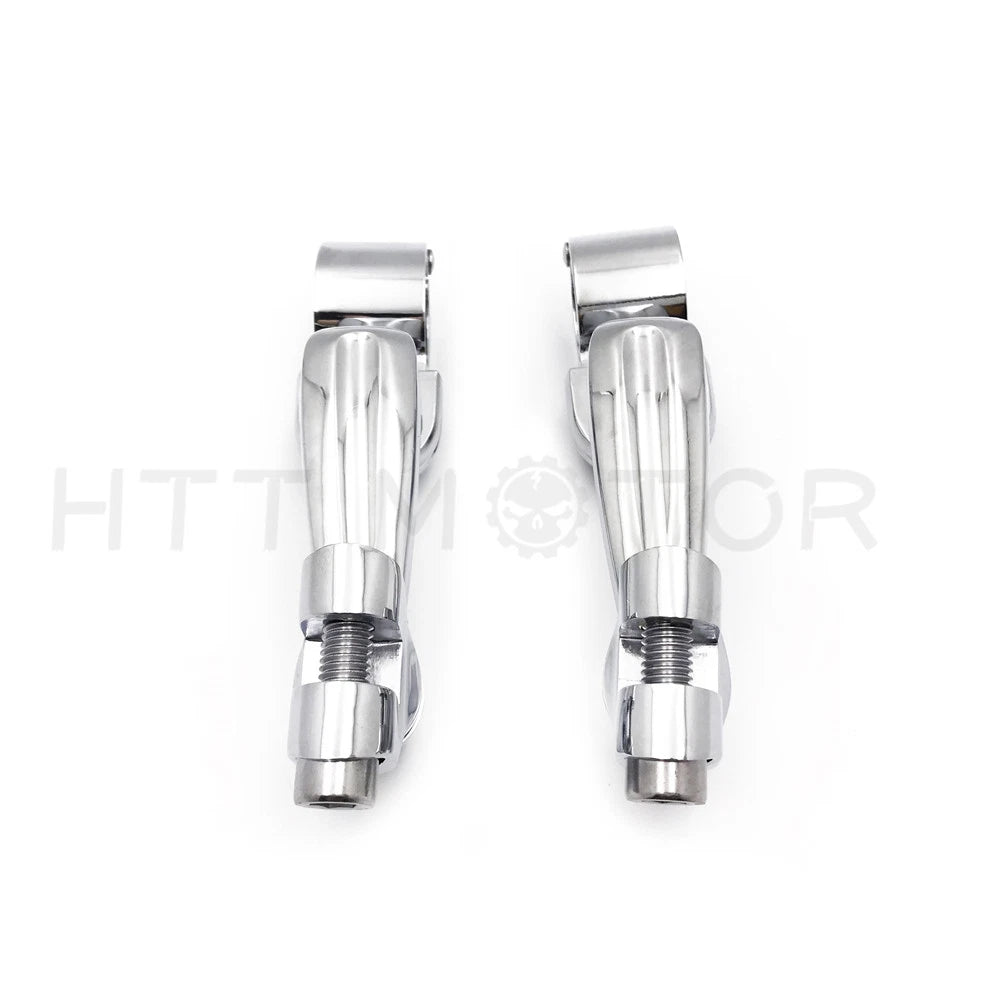 Chrome Foot Peg Mounts for Harley (1.25" Engine Guard)