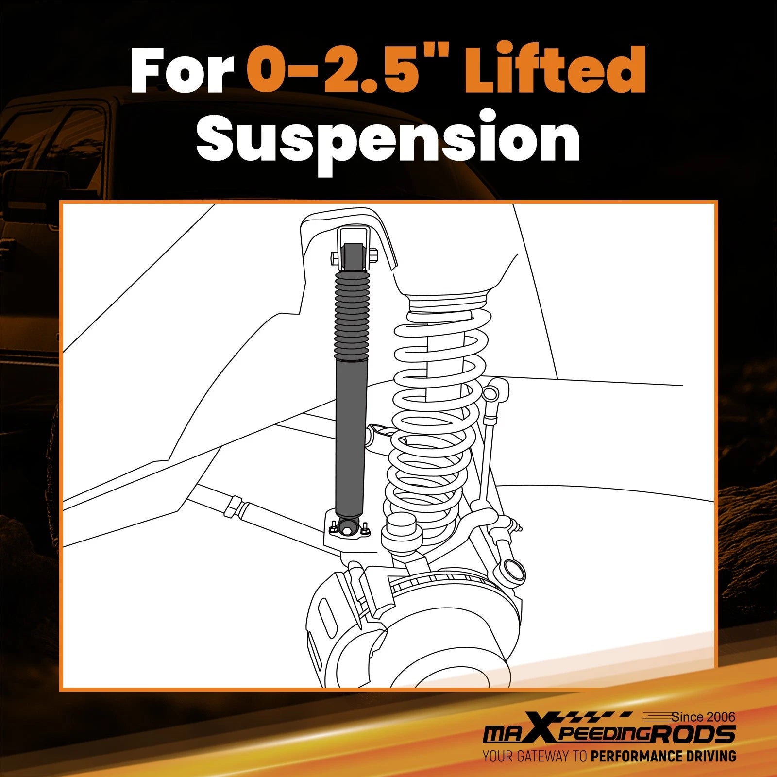 Front Gas Shock Absorber for Ford F-150 (1980–1996) 4WD 0-2.5" Lift