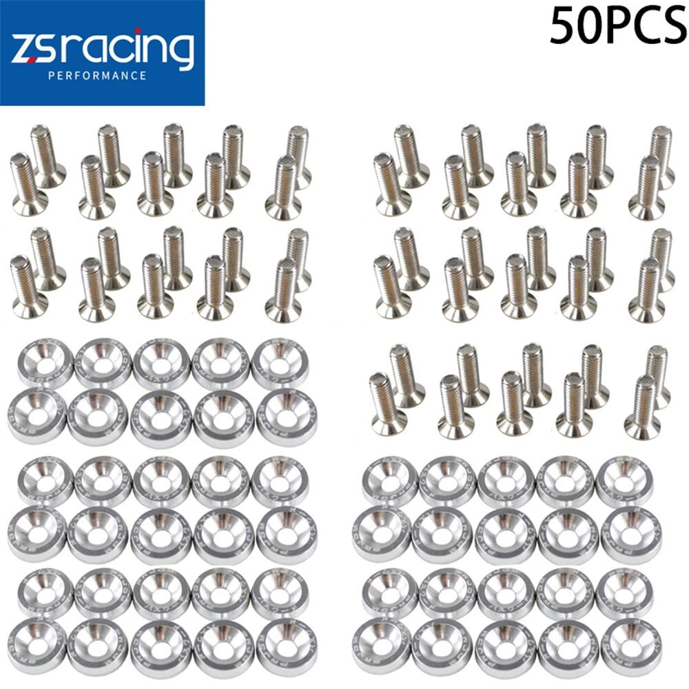 50Pcs Billet Aluminum Fender Washer/Bolt Dress Up Kit for JDM Vehicles