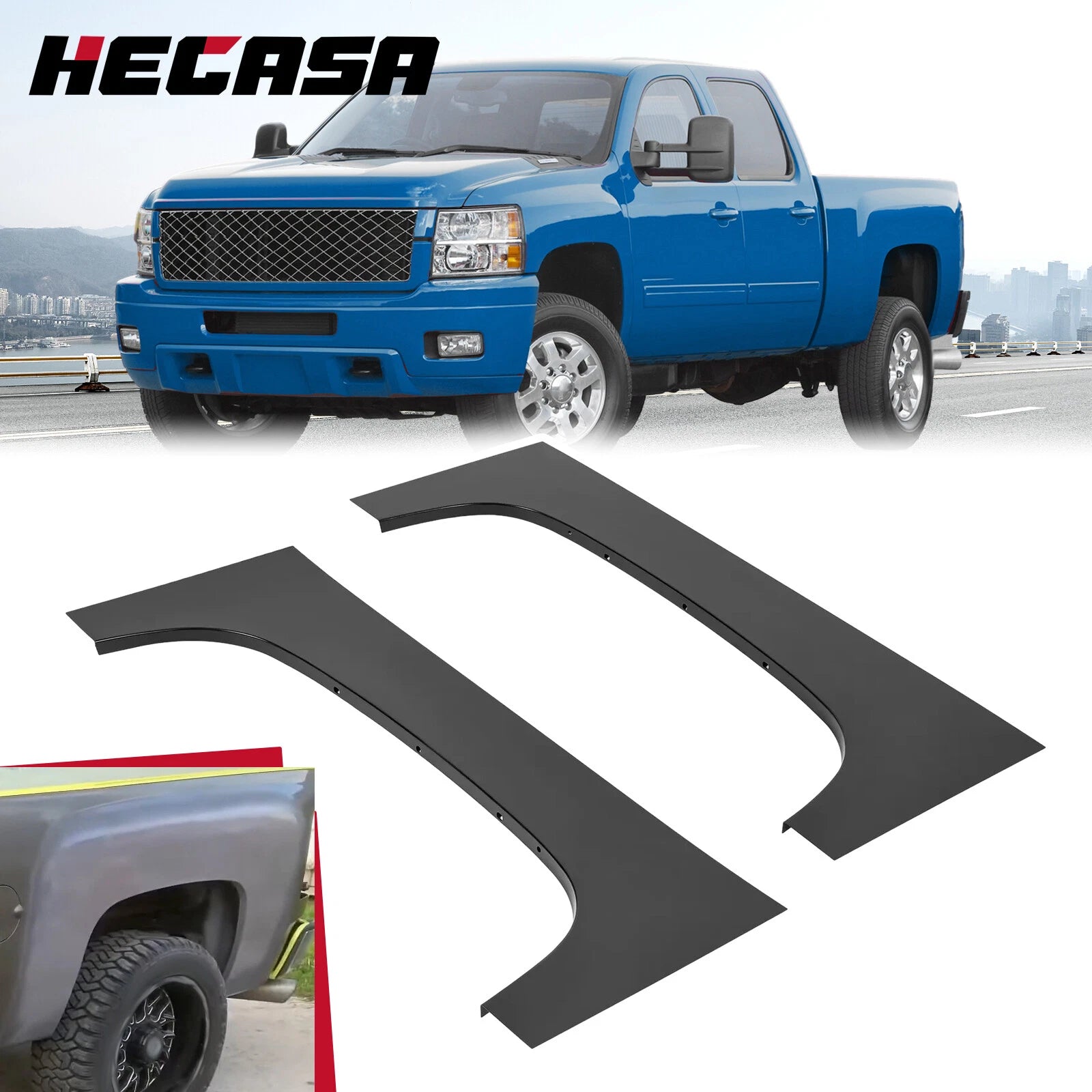 Set of 2 Rear Upper Wheel Arch Repair Panels for Chevy Silverado 1500 (2007–2014)