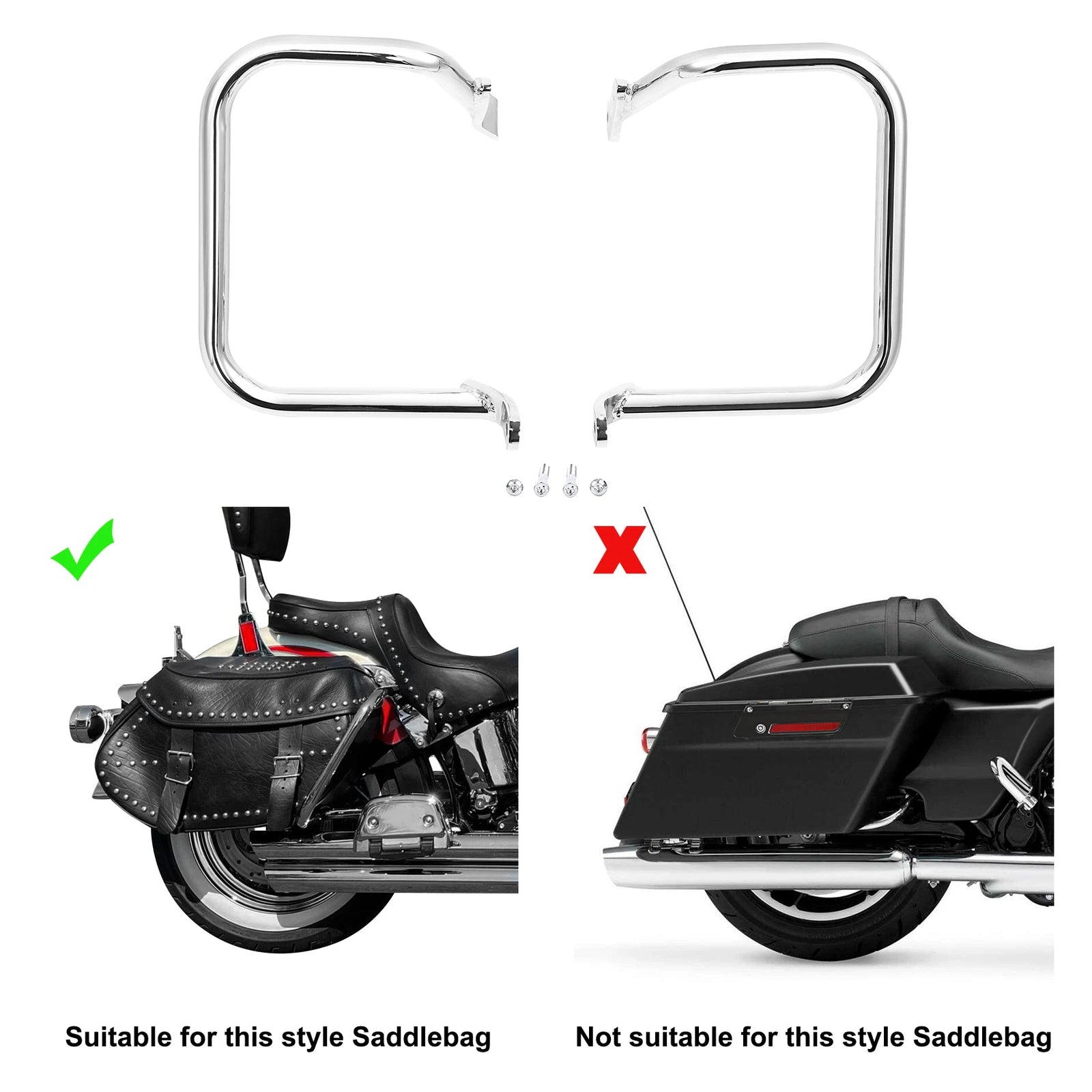 Rear Saddlebag Guard Rail Crash Bar for Harley Heritage Softail FLSTC (2000–2017)