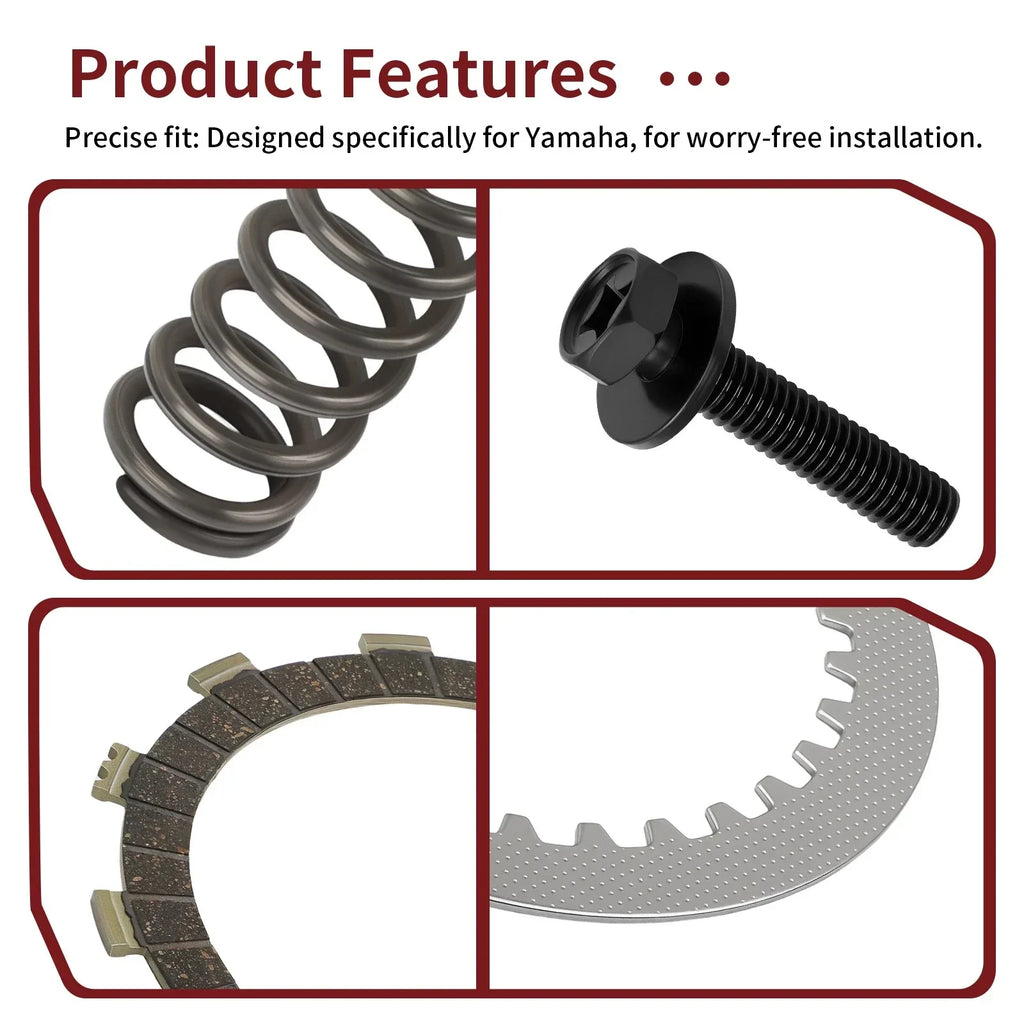 Clutch Friction Steel Plates w Spring Bolt for Yamaha YZ250 (2002–2024)