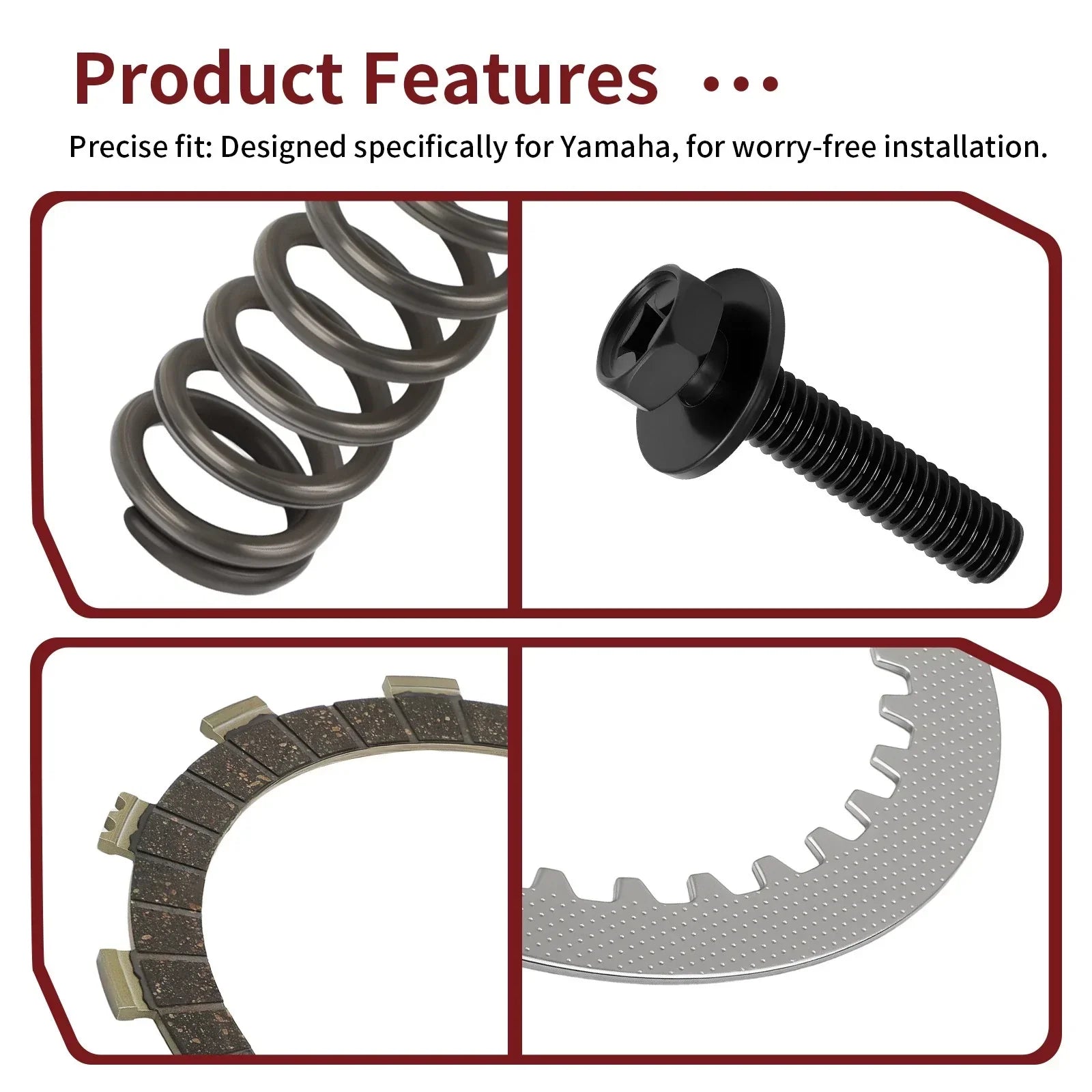 Clutch Friction Steel Plates w Spring Bolt for Yamaha YZ250 (2002–2024)
