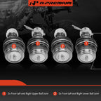 Set of 4 Front Lower & Upper Suspension Ball Joints for Chevy K5 Blazer
