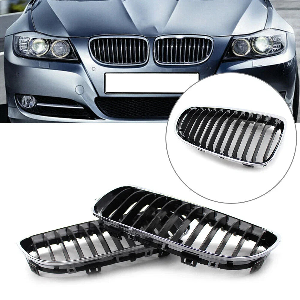 Front Kidney Grille Chrome Black for BMW E90 E91 328i 335i (2009-2011)