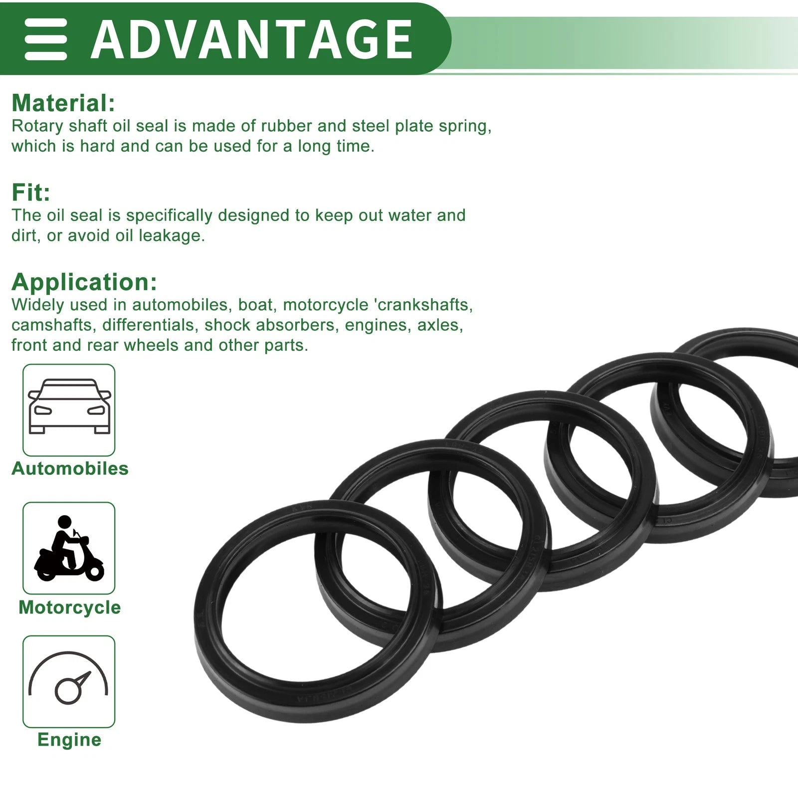 Set of 5 Oil Seal Rotary Shaft Seal NBR Rubber 35x43x5mm