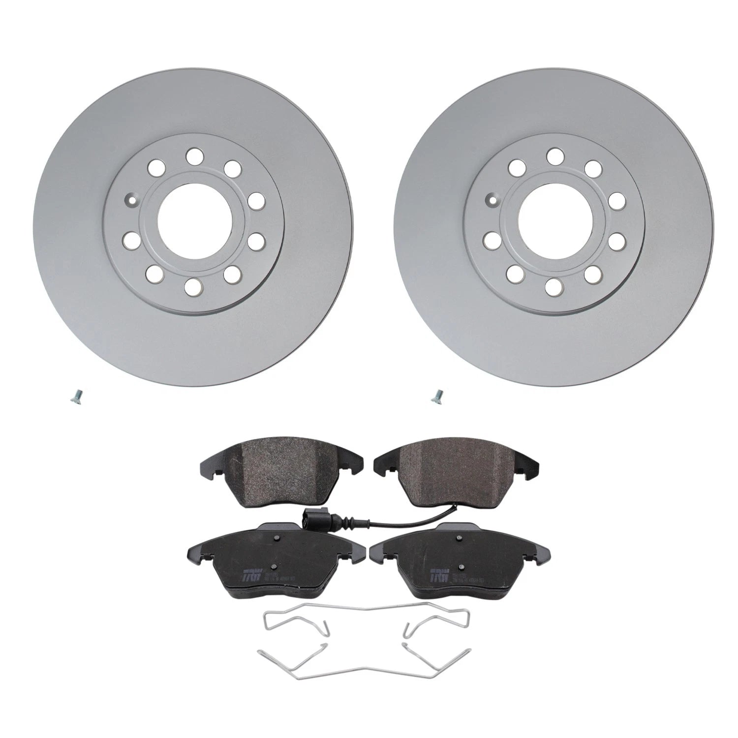 Set of 4 Hella Front Rotors & TRW Pro Low-Met Disc Brake Pads for A3 Golf Jetta Rabbit
