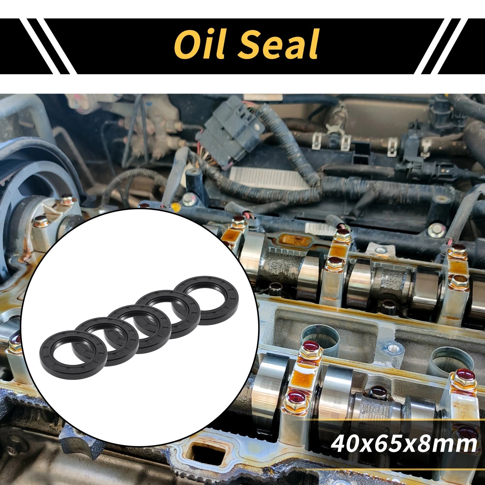 Set of 5 Oil Seal Rotary Shaft Seal NBR Rubber 40x65x8mm