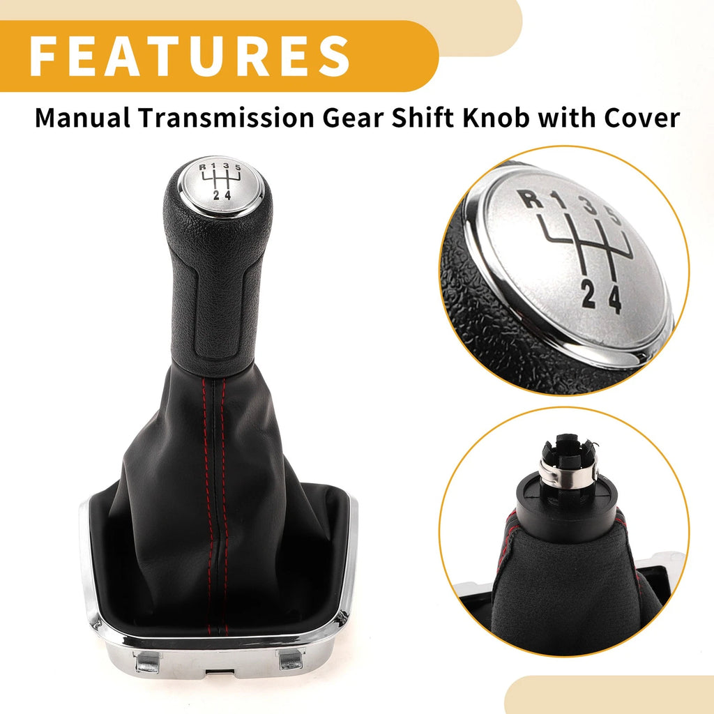 5 Speed Gear Shifter Knob with Cover for VW Polo (2014–2017)