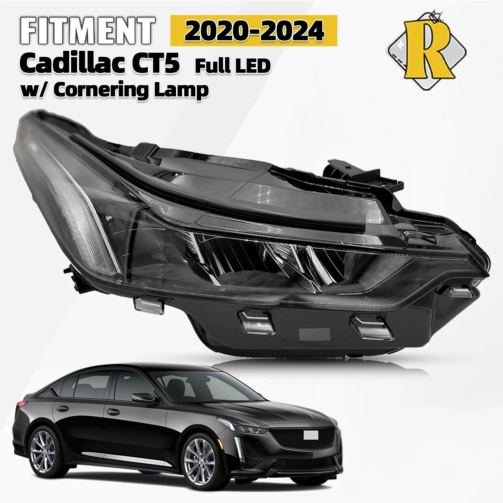 Full LED Headlight with Cornering Lamp for Cadillac CT5 (2020–2024)