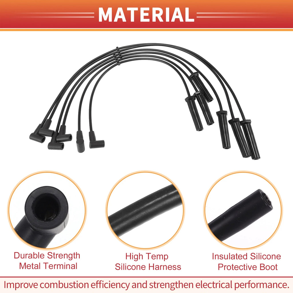 6 Pcs Spark Plug Wire Ignition Coil Cable No. 12192462 for Buick Century (2000–2005)