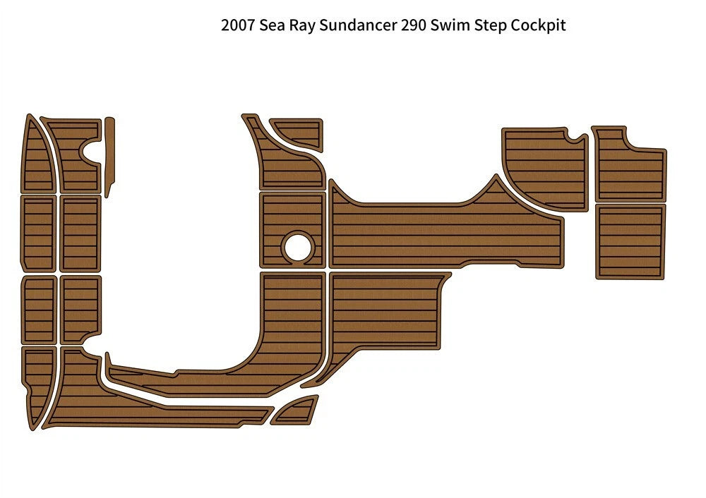 Swim Step Cockpit Pad for Sea Ray Sundancer 290 (2007) - EVA Foam Teak Deck