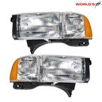 Headlight Set for Dodge Ram (1994–2002) Crystal Fresnel Lens Chrome