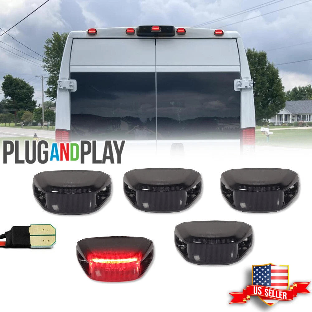 Set of 5 LED Rear Cab Roof Marker Running Lights for Ram ProMaster 1500 2500 3500 (2014–2023)