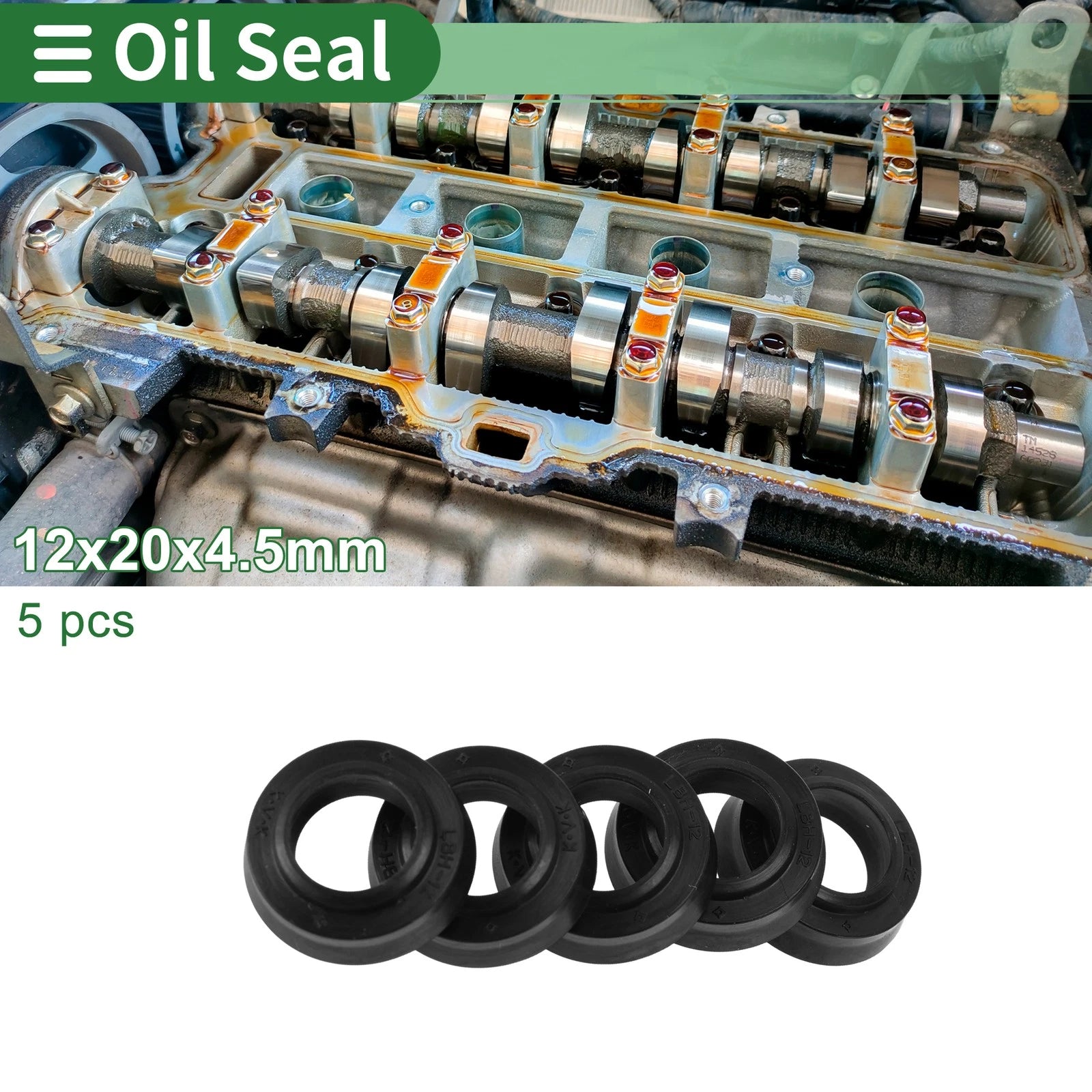 Set of 5 Oil Seal Rotary Shaft Seal NBR Rubber 12x20x4.5mm for Various Models