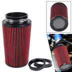 Cold Air Intake Filter Set of 3 Sizes (3", 3.5", 4") Universal RED