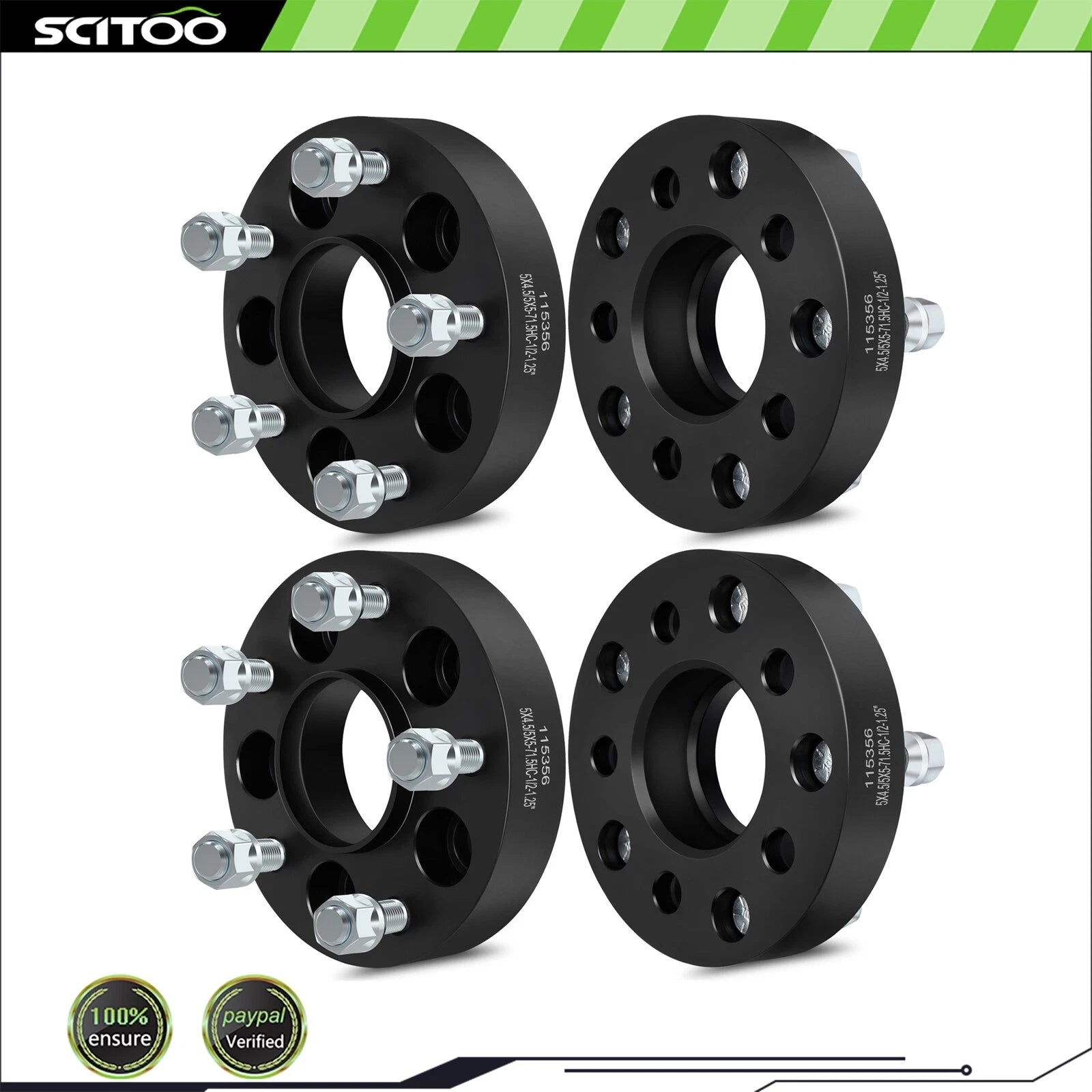 4X 1.25" Wheel Adapters 5x4.5 to 5x5 1/2" Studs for Jeep Wrangler Liberty