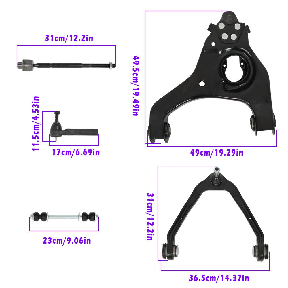 Set of 10 Control Arms Sway Bars Tie Rods for Chevy Silverado 1500 (2WD)