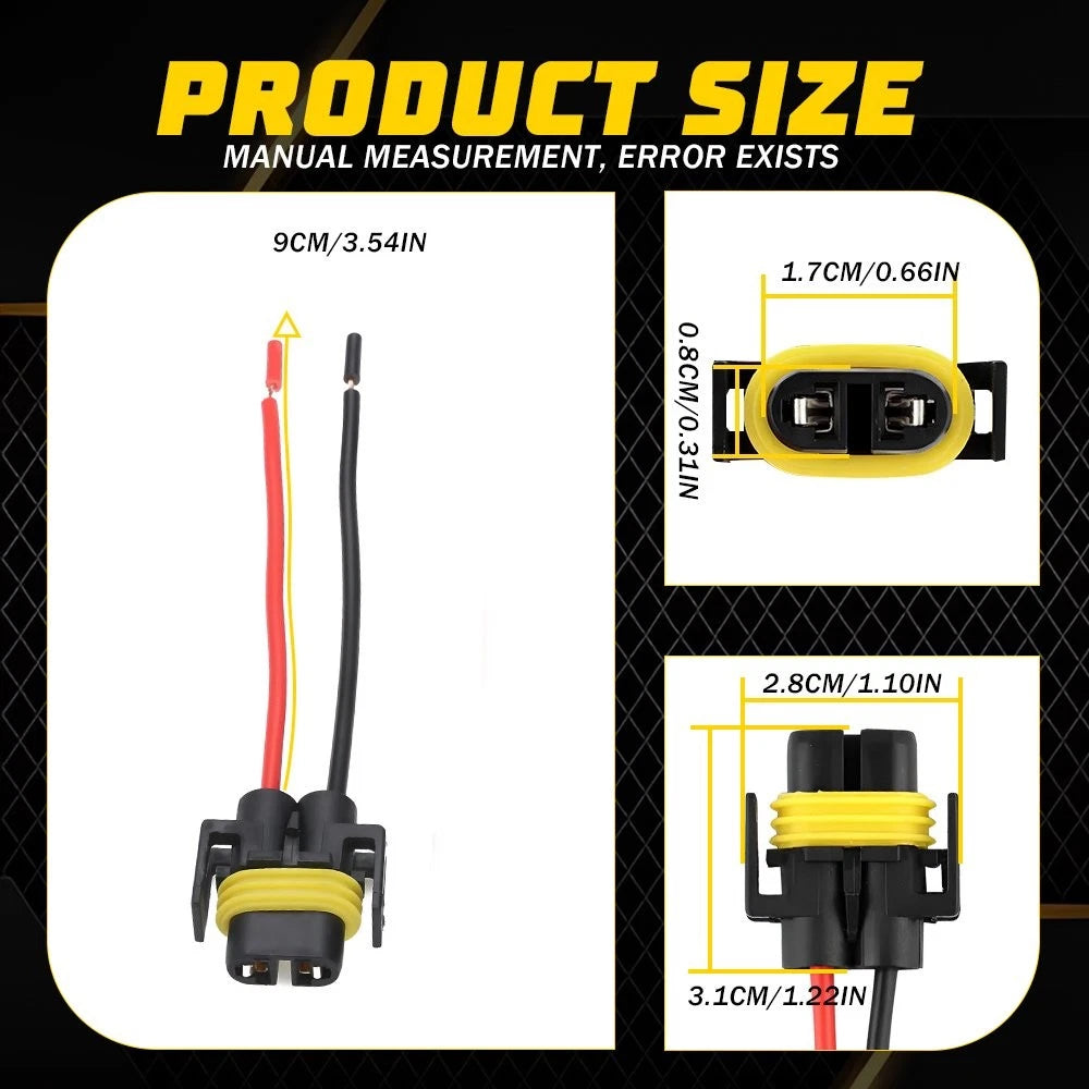 Set of 4 Headlight Low Beam Bulb Plug Wire Pigtail Harness H11 H9 for H11 H9