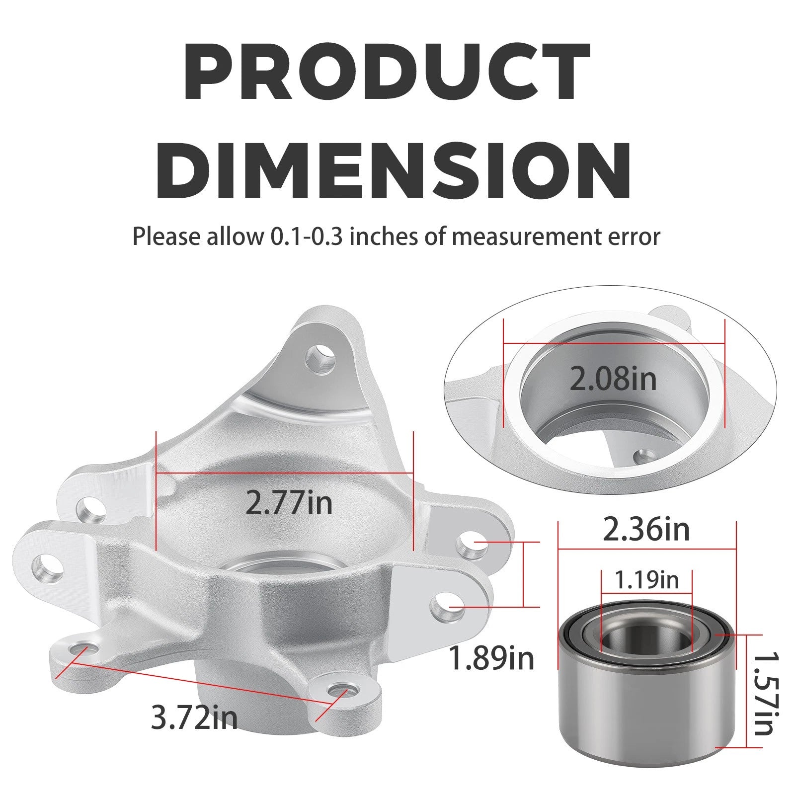 Rear Right Wheel Axle Knuckle for Can-Am Maverick 1000R (2013–2018) w/Bearing