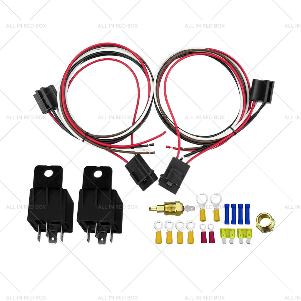 Dual Electric Cooling Fan Wiring Kit for 12V Thermostat 175-185 40A