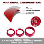 Red Power Ignition Switch Button AC Volume Knob Cover for Dodge Challenger (2015-2024)