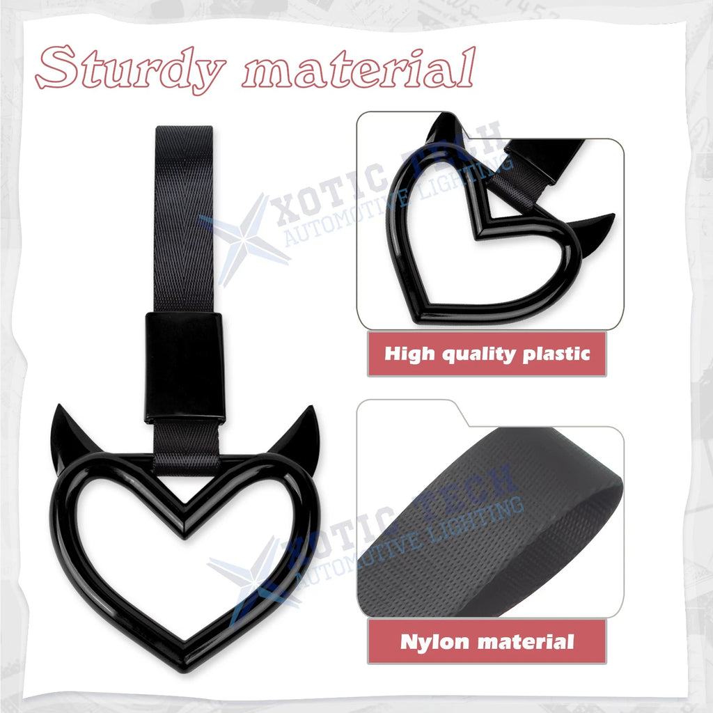Black Tsurikawa Hanger Devil Heart for Japanese Car (1997-2001)