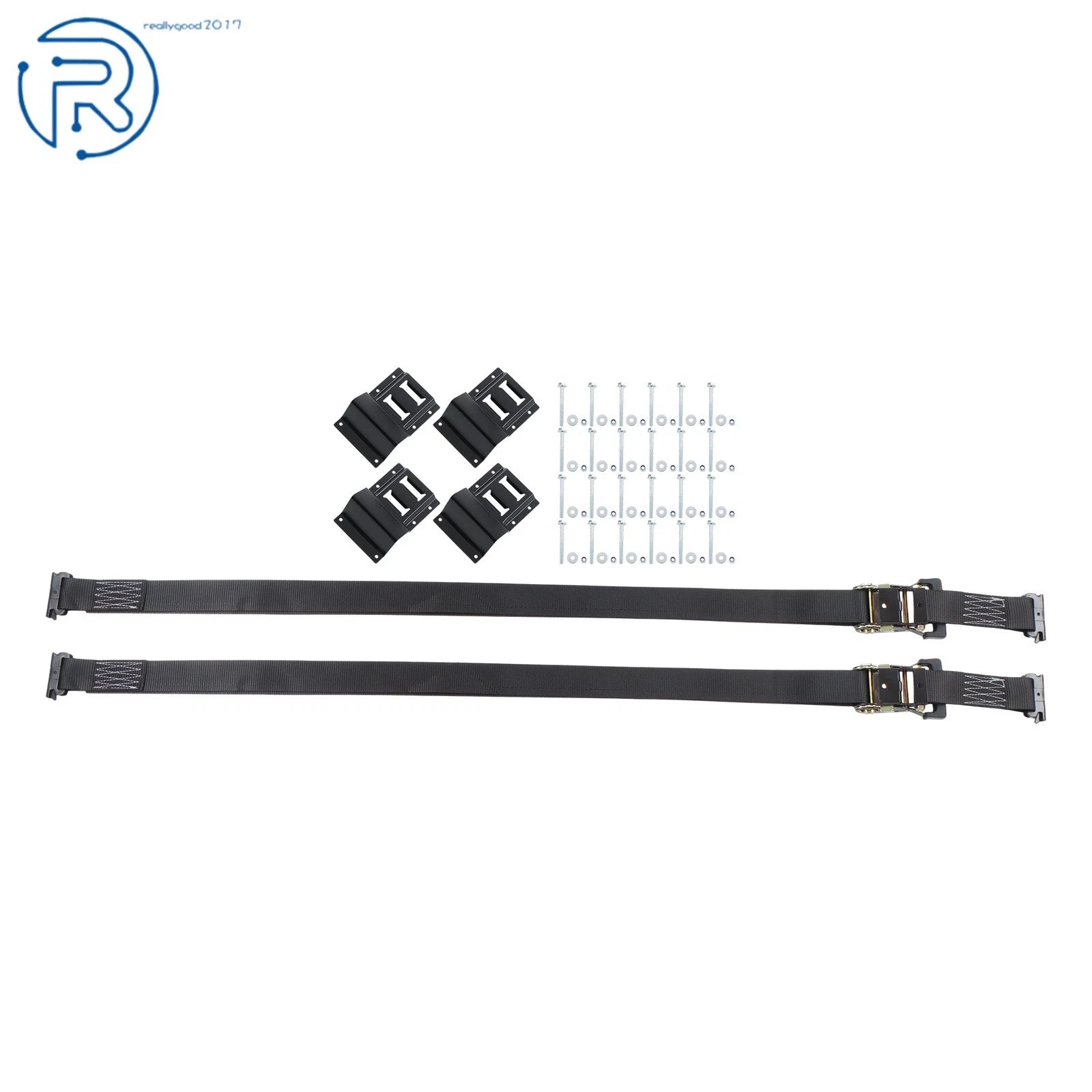 Set of 4 E-Track Wheel Chock Tie Down Ratchet Straps for UTV ATV