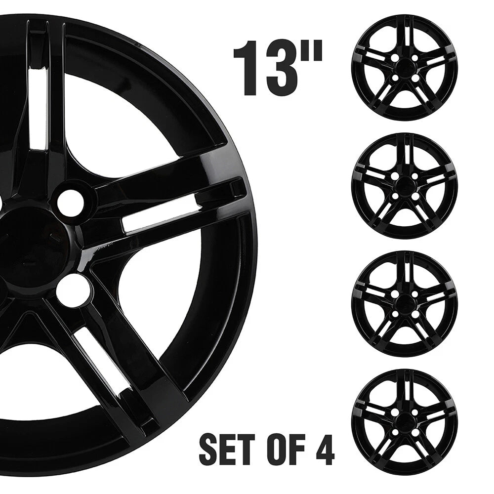 Set of 4 Wheel Hub Caps for R13 Tire & Steel Rim Black